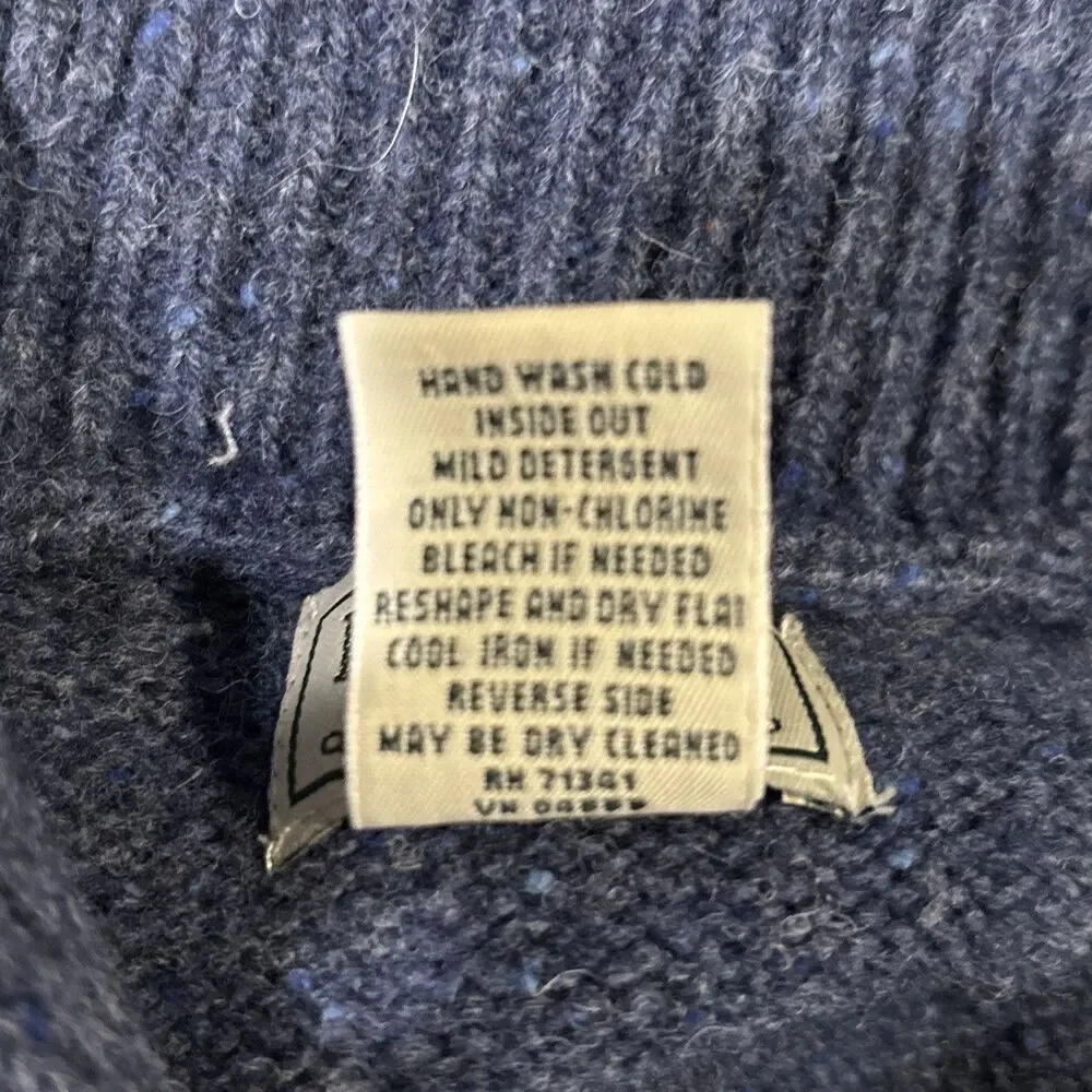 LL Bean Shetland Wool Shawl Collar Sweater Men's Size Large Blue Elbow Patches